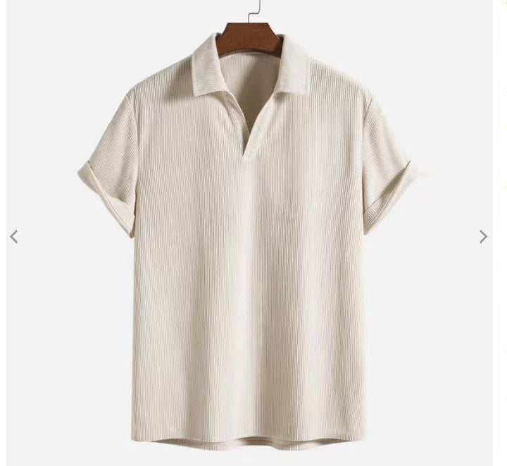 Men's Casual Slim Fit Ribbed Polo Shirt - Short Sleeve Summer Top-Omni Prime Goods