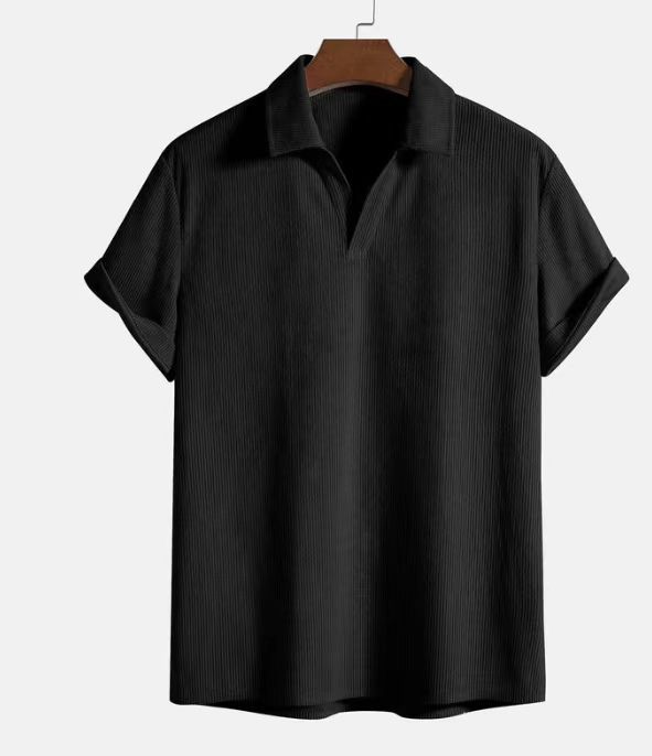 Men's Casual Slim Fit Ribbed Polo Shirt - Short Sleeve Summer Top-Omni Prime Goods