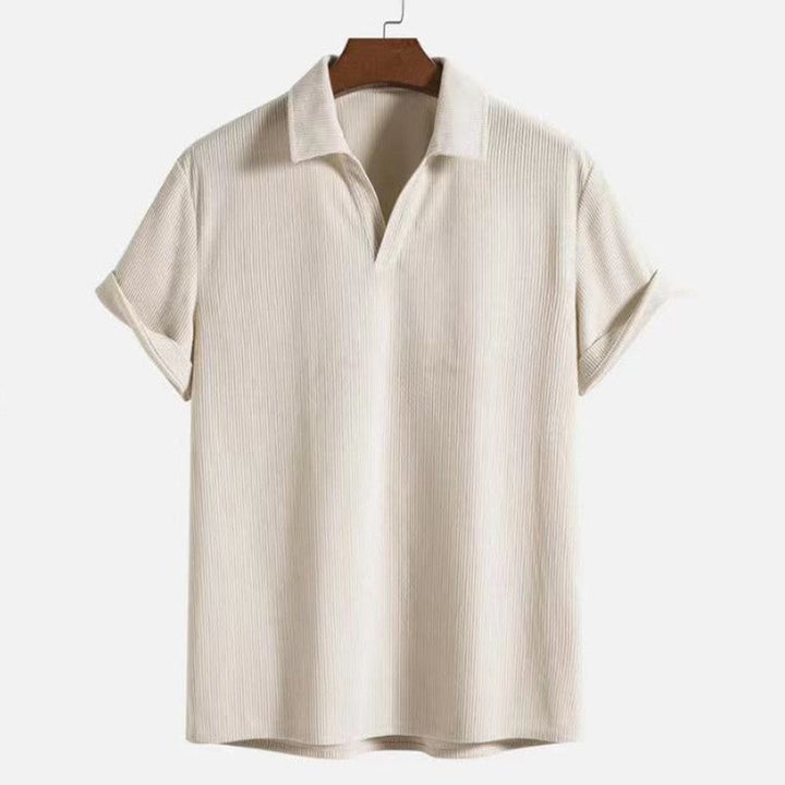 Men's Casual Slim Fit Ribbed Polo Shirt - Short Sleeve Summer Top-Omni Prime Goods