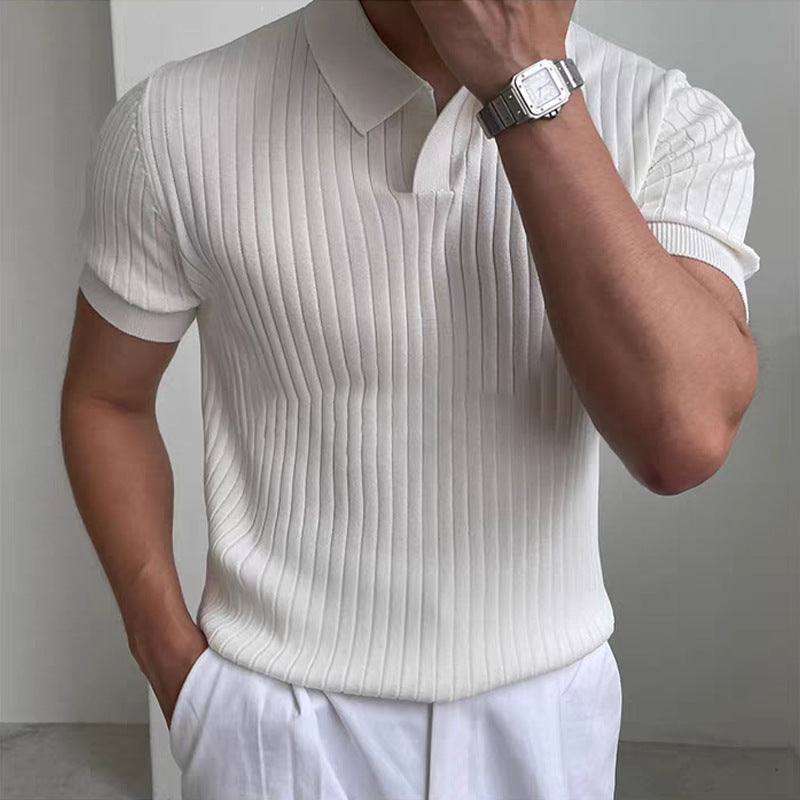 Men's Casual Slim Fit Ribbed Textured T-Shirt - Lightweight Summer Top-Omni Prime Goods
