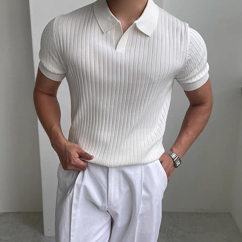 Men's Casual Slim Fit Ribbed Textured T-Shirt - Lightweight Summer Top-Omni Prime Goods