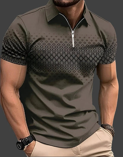 Men's Checked Casual Polo Shirt-Omni Prime Goods