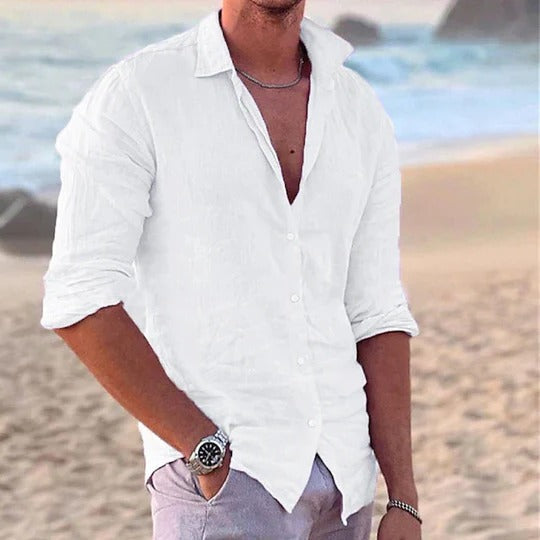 Men's Cotton Linen Blend Casual Shirt-Omni Prime Goods