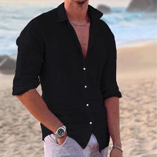 Men's Cotton Linen Blend Casual Shirt-Omni Prime Goods