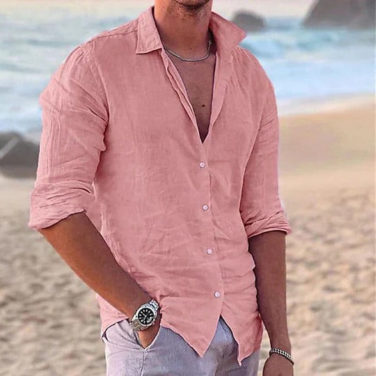 Men's Cotton Linen Blend Casual Shirt-Omni Prime Goods