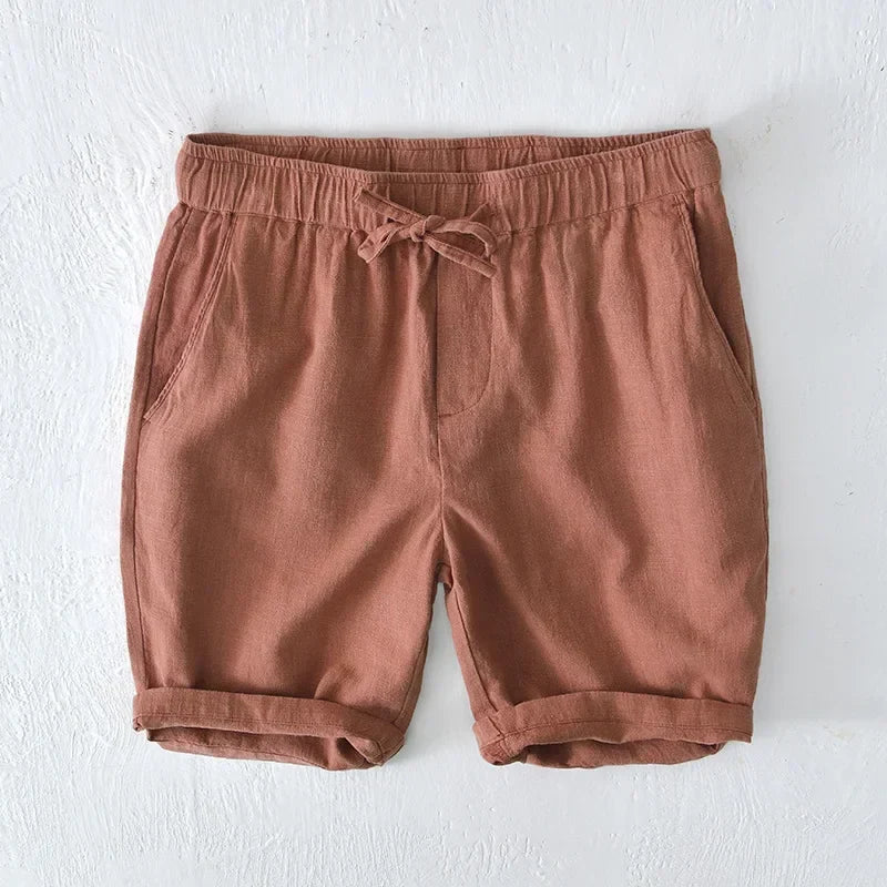 Men's Linen Blend Casual Shorts-Omni Prime Goods