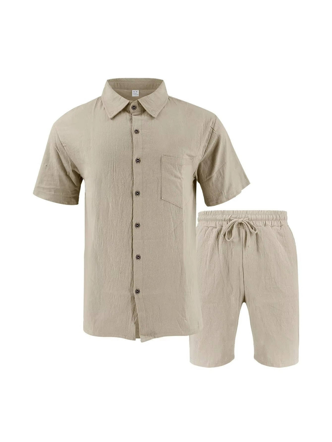 Men's Linen Short Sleeve Button-Up Shirt and Shorts Set for Summer-Omni Prime Goods