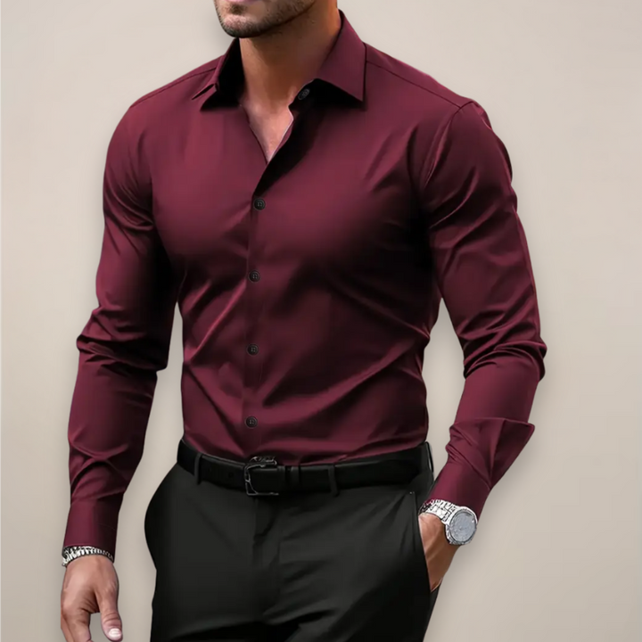 Men's Notched Collar Long-Sleeve Shirt