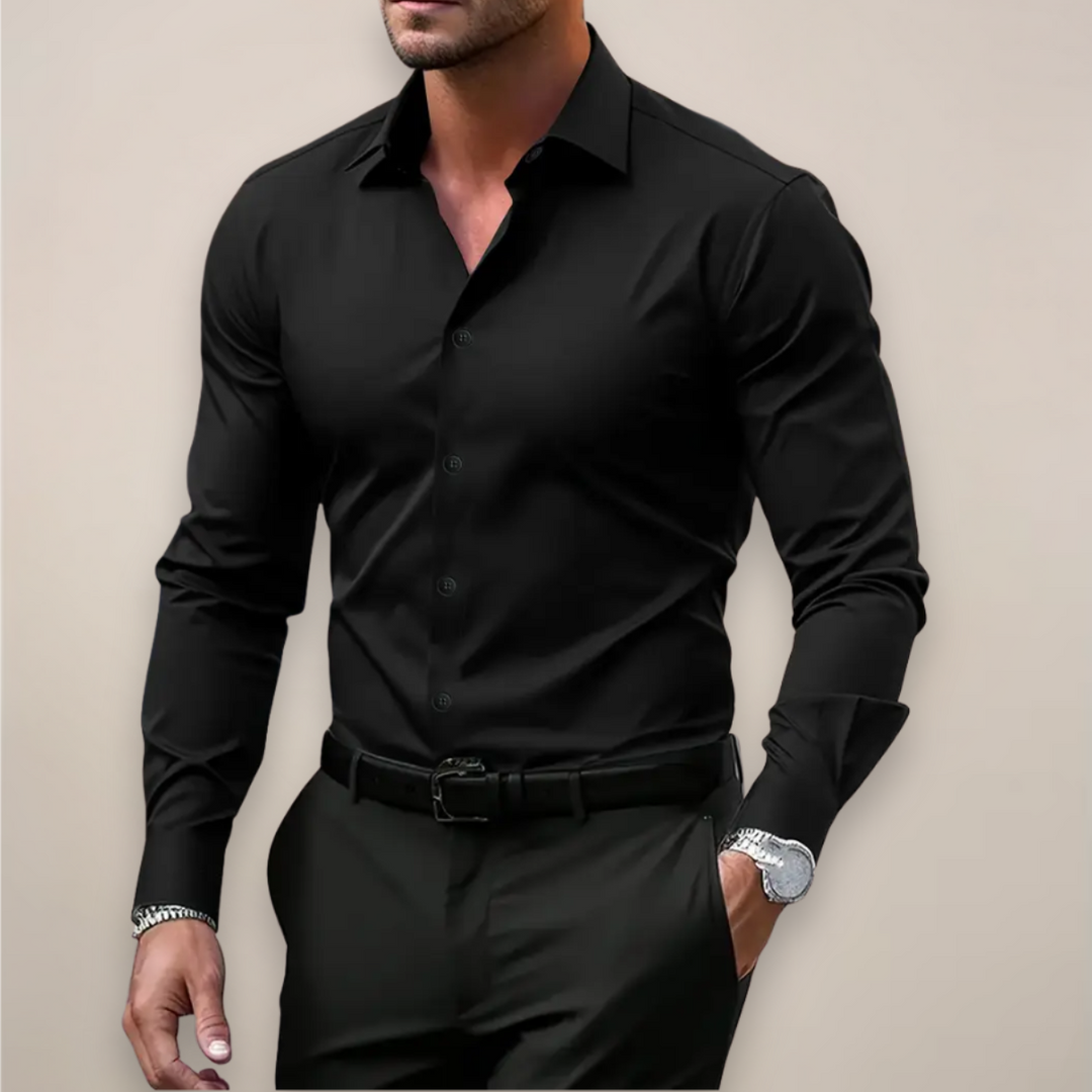 Men's Notched Collar Long-Sleeve Shirt