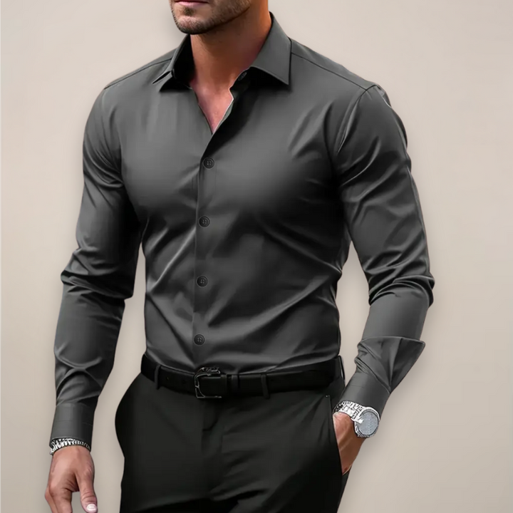 Men's Notched Collar Long-Sleeve Shirt