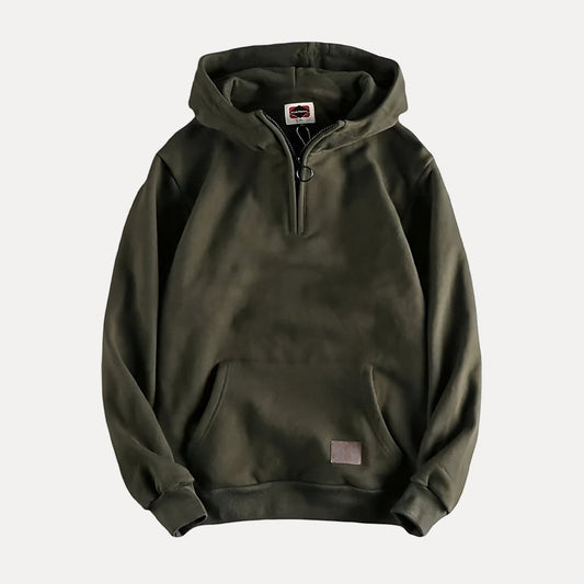Men's Minimalist Half-Zip Hoodie with Kangaroo Pocket Design-Omni Prime Goods
