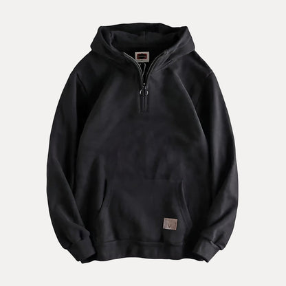 Men's Minimalist Half-Zip Hoodie with Kangaroo Pocket Design-Omni Prime Goods