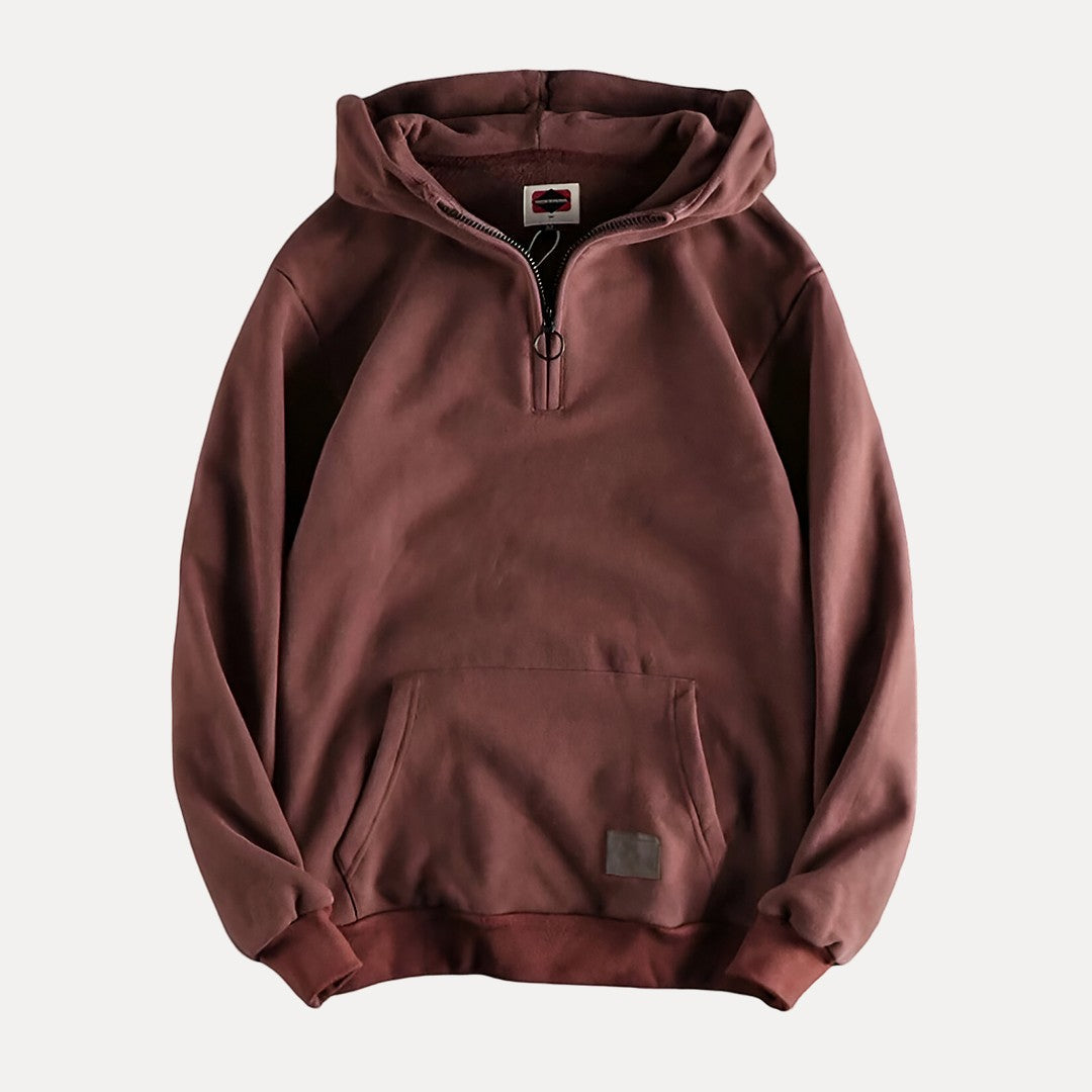 Men's Minimalist Half-Zip Hoodie with Kangaroo Pocket Design-Omni Prime Goods