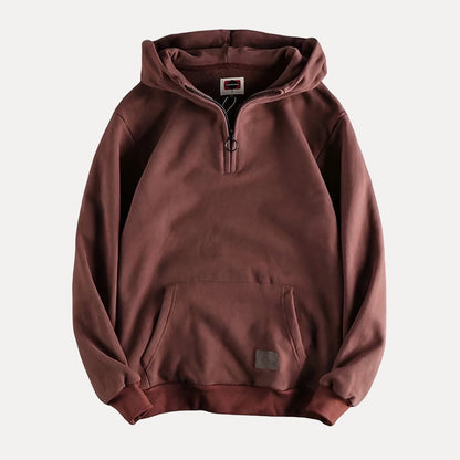 Men's Minimalist Half-Zip Hoodie with Kangaroo Pocket Design-Omni Prime Goods
