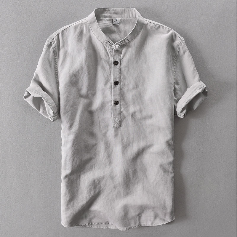 Men's Premium Casual Pure Linen Long Sleeve Button-Up Shirt-Omni Prime Goods