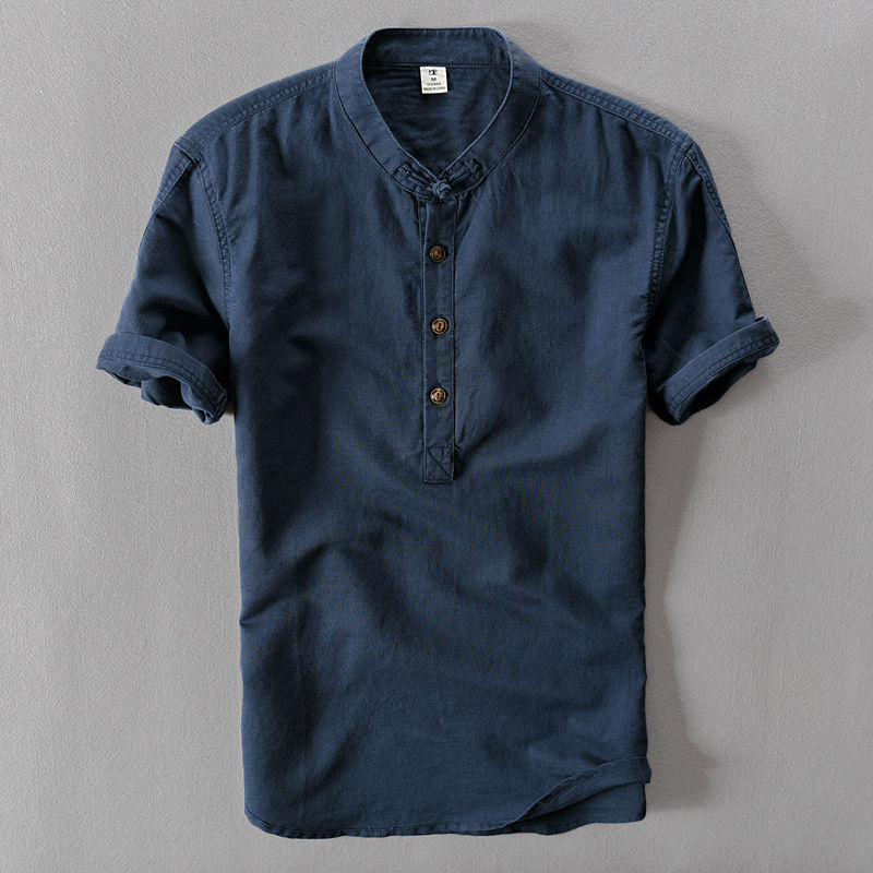 Men's Premium Casual Pure Linen Long Sleeve Button-Up Shirt-Omni Prime Goods