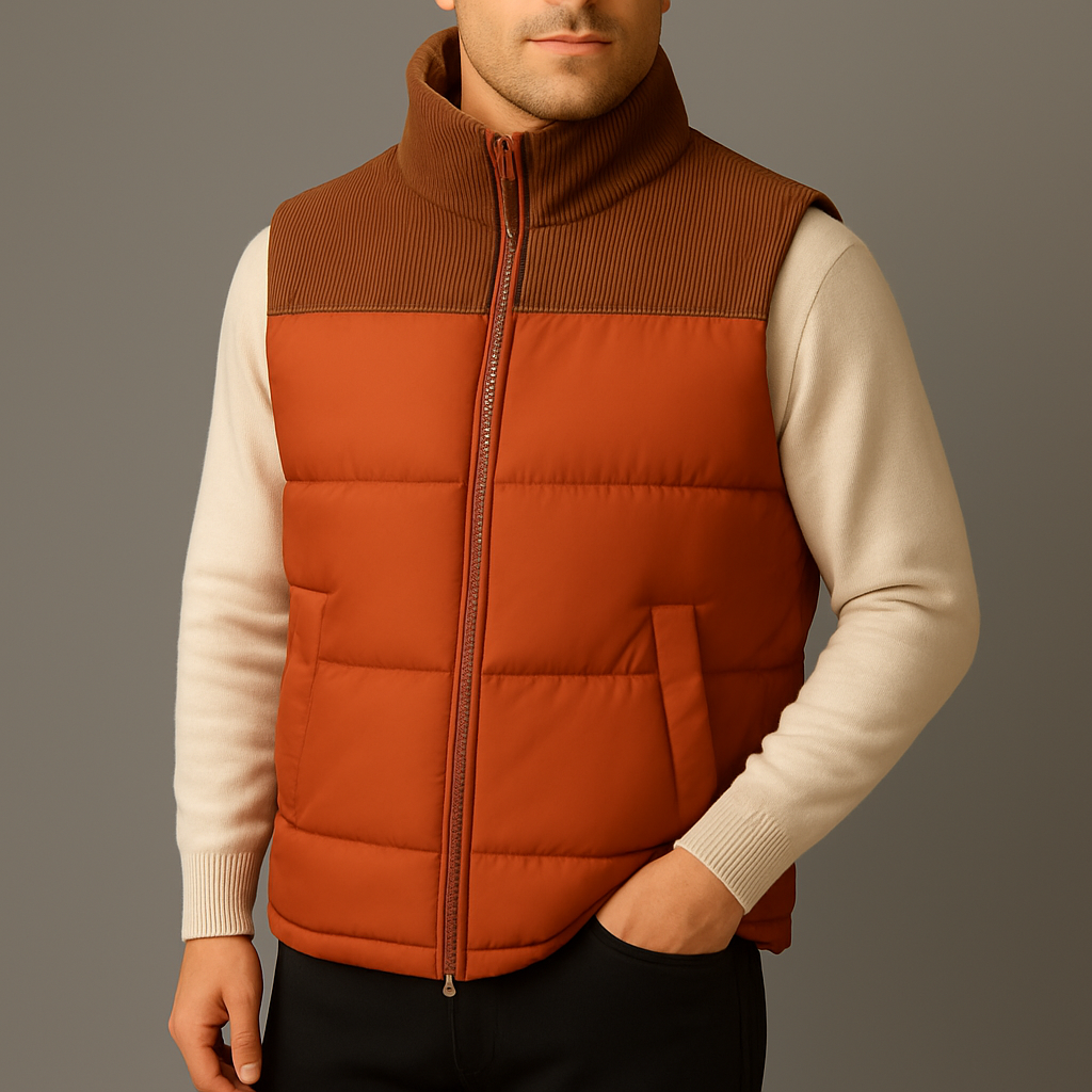 Men's Stylish Quilted Puffer Vest Jacket for Warmth