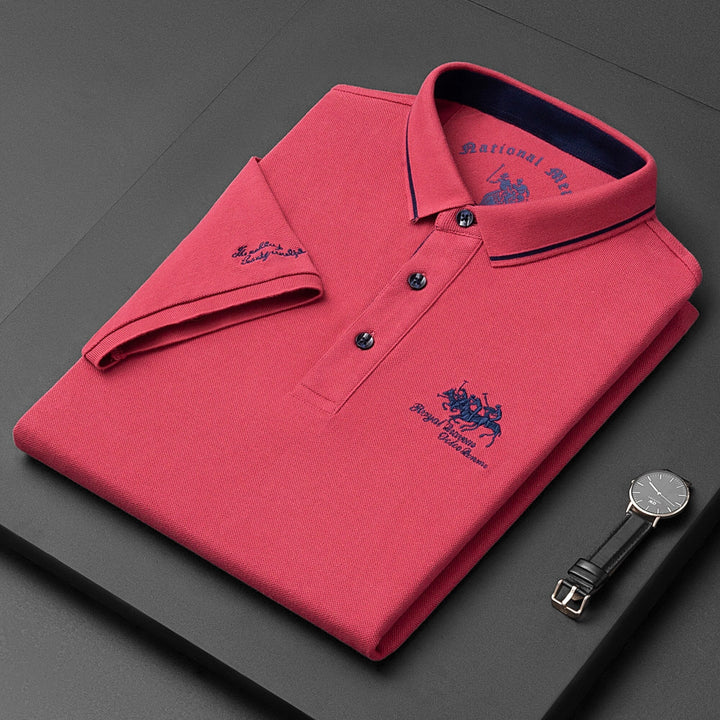 Men's Short-Sleeved Polo Shirt with Knit Texture-Omni Prime Goods
