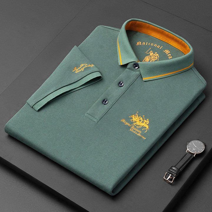 Men's Short-Sleeved Polo Shirt with Knit Texture-Omni Prime Goods