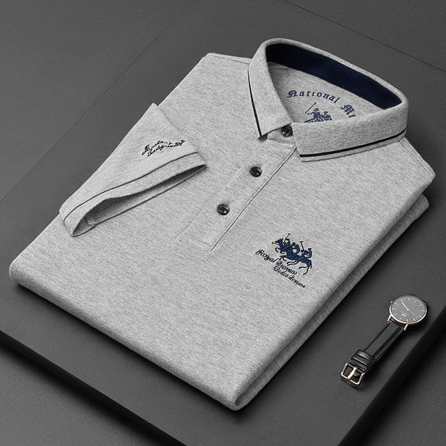 Men's Short-Sleeved Polo Shirt with Knit Texture-Omni Prime Goods