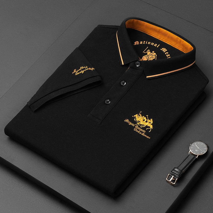 Men's Short-Sleeved Polo Shirt with Knit Texture-Omni Prime Goods