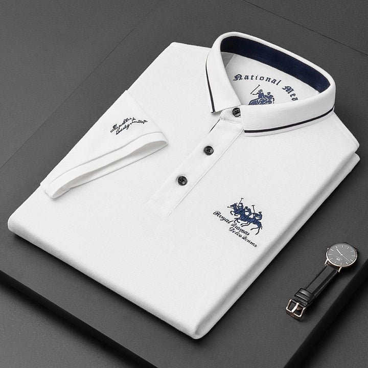 Men's Short-Sleeved Polo Shirt with Knit Texture-Omni Prime Goods