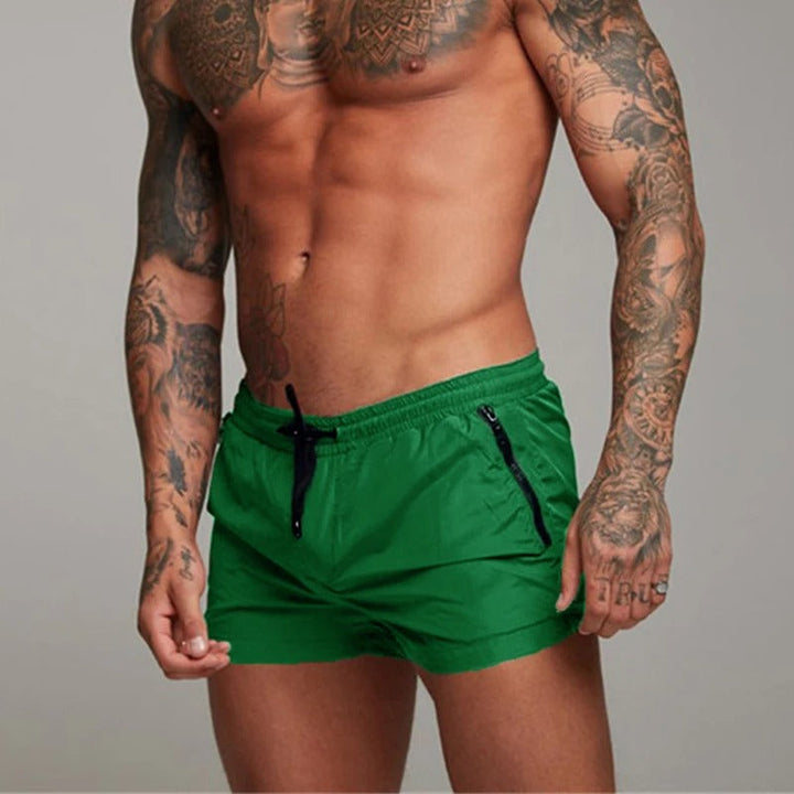 Men's Sporty Drawstring Zip Pocket Swim Shorts-Omni Prime Goods
