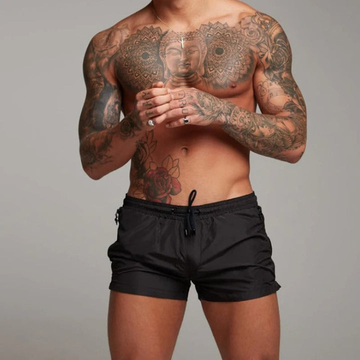 Men's Sporty Drawstring Zip Pocket Swim Shorts-Omni Prime Goods