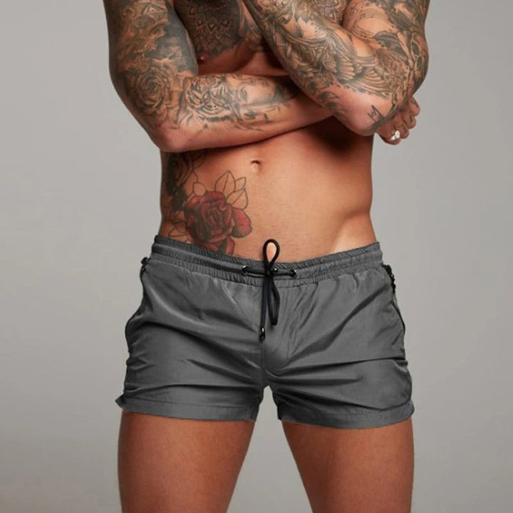 Men's Sporty Drawstring Zip Pocket Swim Shorts-Omni Prime Goods