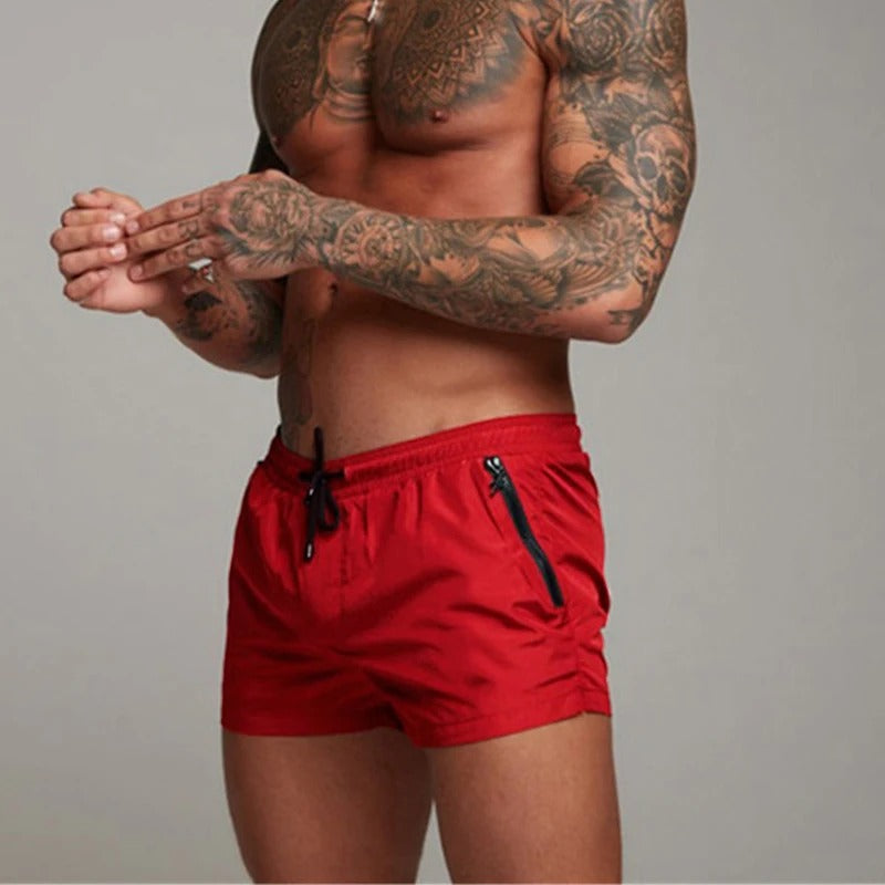 Men's Sporty Drawstring Zip Pocket Swim Shorts-Omni Prime Goods