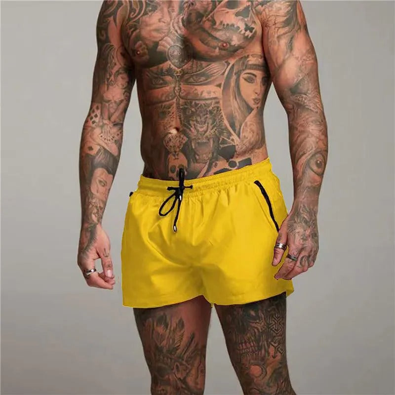 Men's Sporty Drawstring Zip Pocket Swim Shorts-Omni Prime Goods