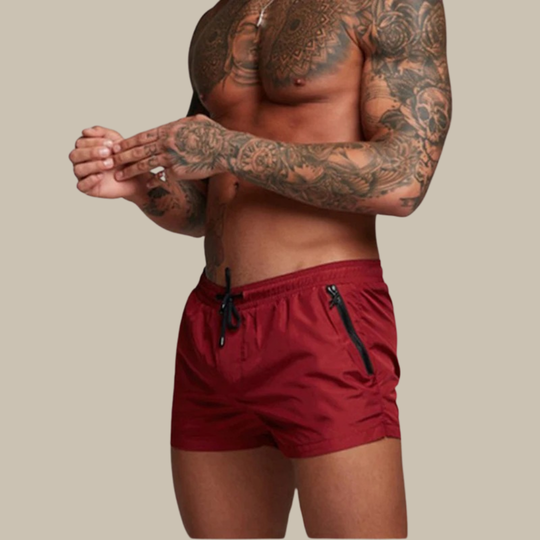 Men's Sporty Drawstring Zip Pocket Swim Shorts-Omni Prime Goods
