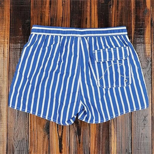 Men's Striped Swim Trunks-Omni Prime Goods