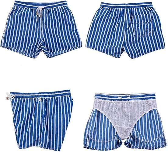Men's Striped Swim Trunks-Omni Prime Goods