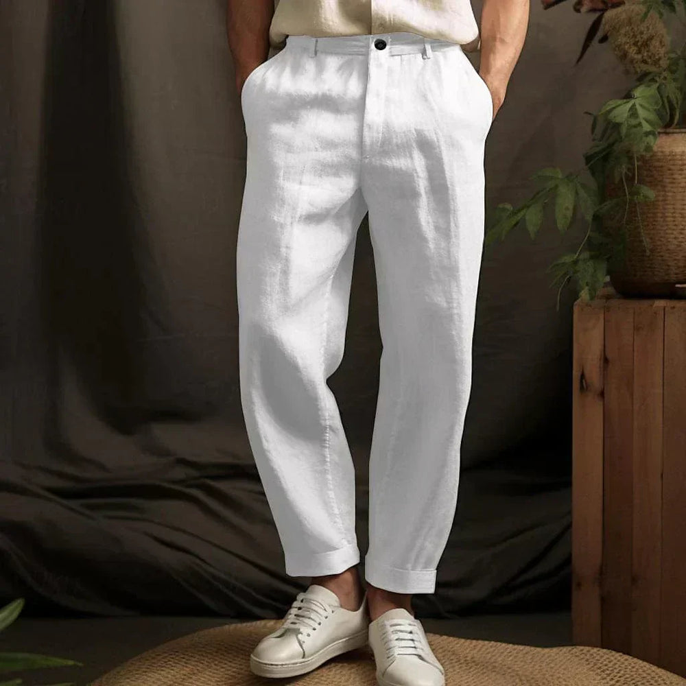 Men's Summer Linen Trousers with Pockets-Omni Prime Goods