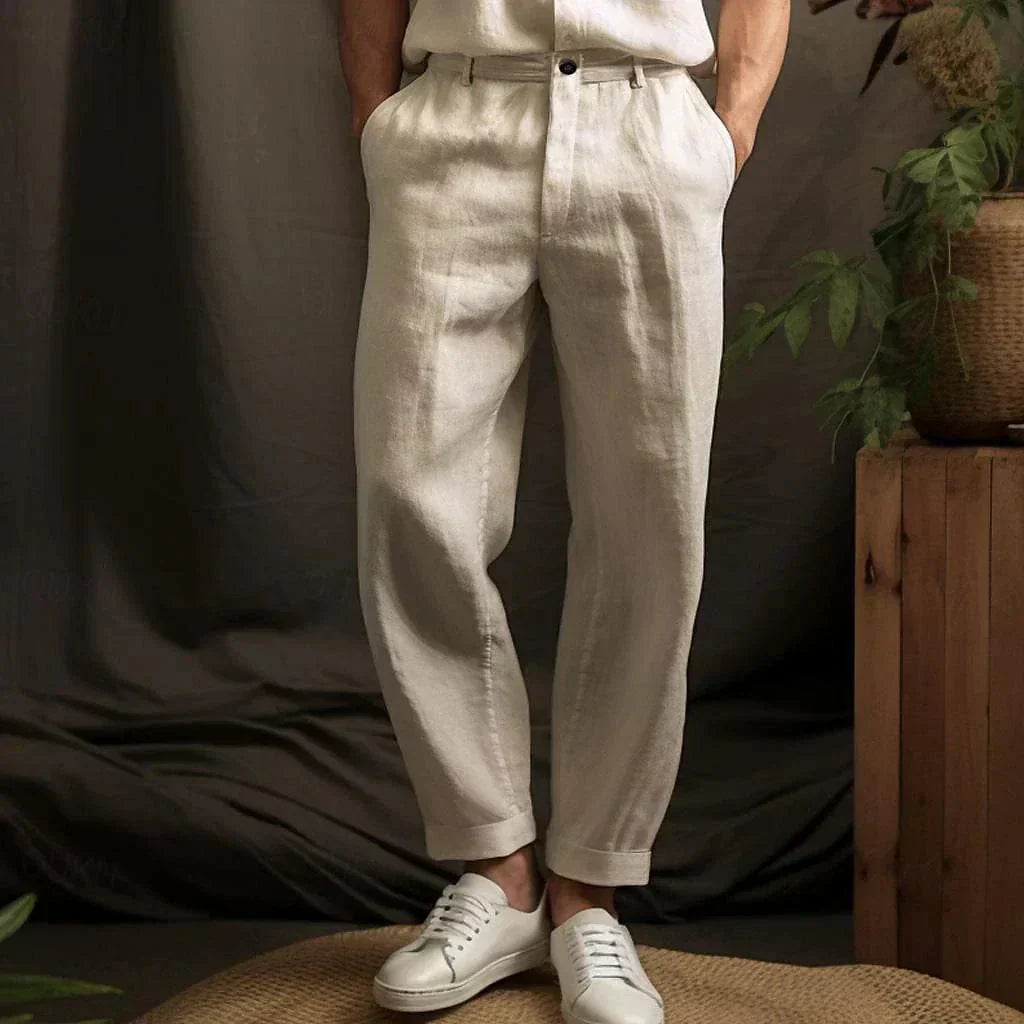 Men's Summer Linen Trousers with Pockets-Omni Prime Goods