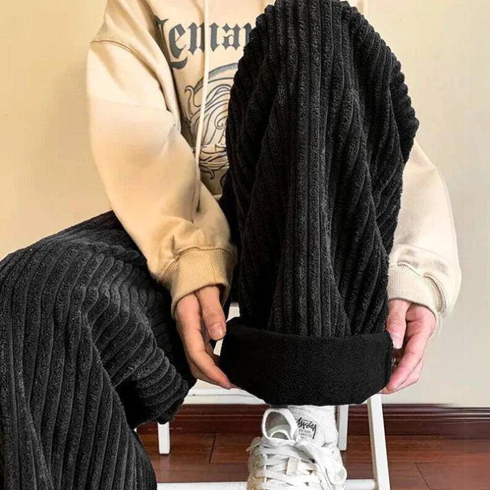 Men's Textured Corduroy Joggers - Relaxed Fit Casual Sweatpants-Omni Prime Goods
