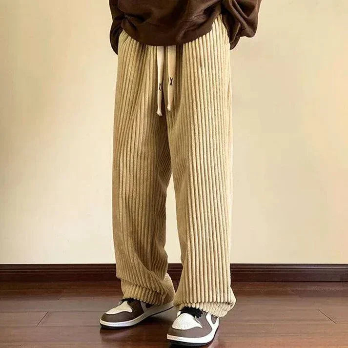 Men's Textured Corduroy Joggers - Relaxed Fit Casual Sweatpants-Omni Prime Goods