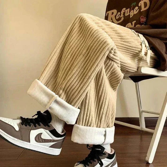 Men's Textured Corduroy Joggers - Relaxed Fit Casual Sweatpants-Omni Prime Goods