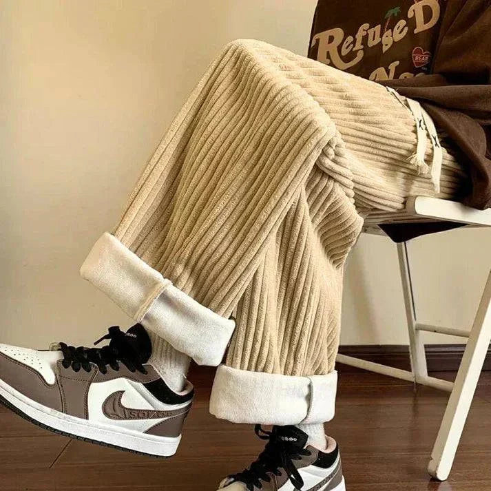 Men's Textured Corduroy Joggers - Relaxed Fit Casual Sweatpants-Omni Prime Goods