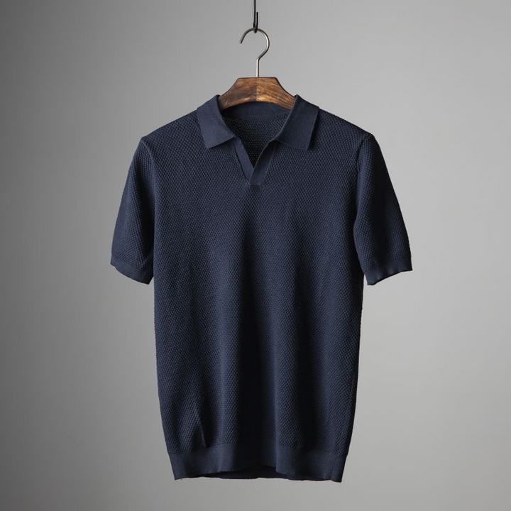 Men's Textured Fabric Summer Polo Shirt with Turn-Down Collar-Omni Prime Goods