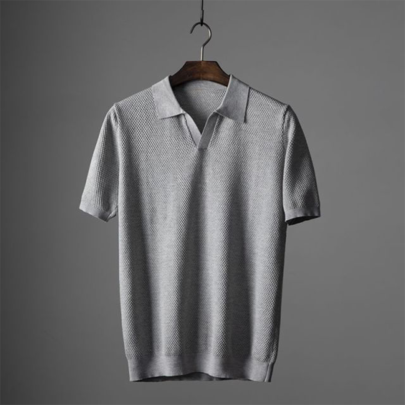 Men's Textured Fabric Summer Polo Shirt with Turn-Down Collar-Omni Prime Goods