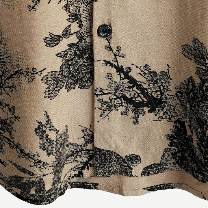 Men's Vintage Floral Short Sleeve Holiday Shirt - Inkwell Print-Omni Prime Goods