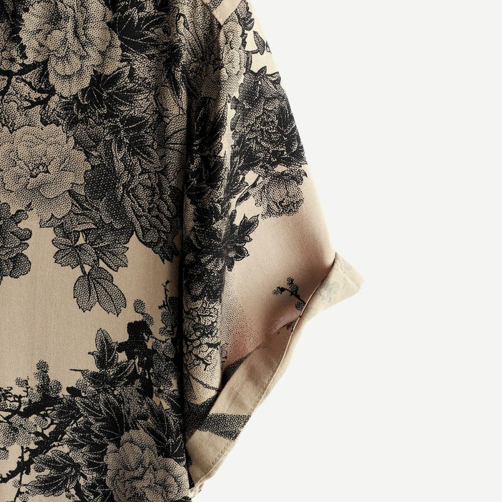 Men's Vintage Floral Short Sleeve Holiday Shirt - Inkwell Print-Omni Prime Goods