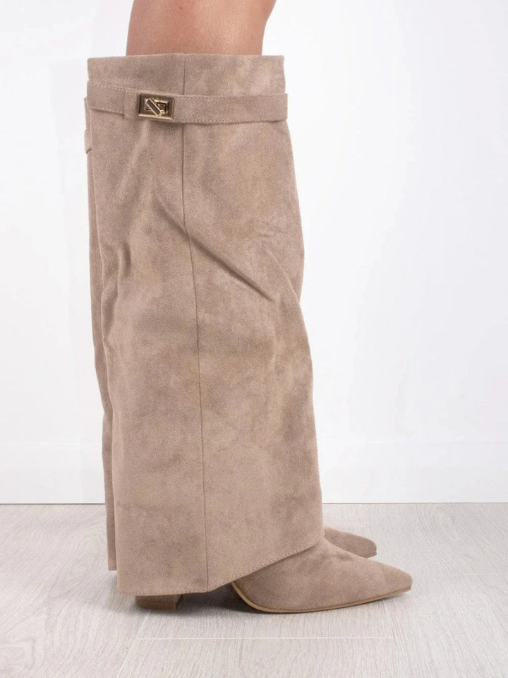 Milly | Women's Stylish Leather Thigh-High Boots with Buckle-Omni Prime Goods