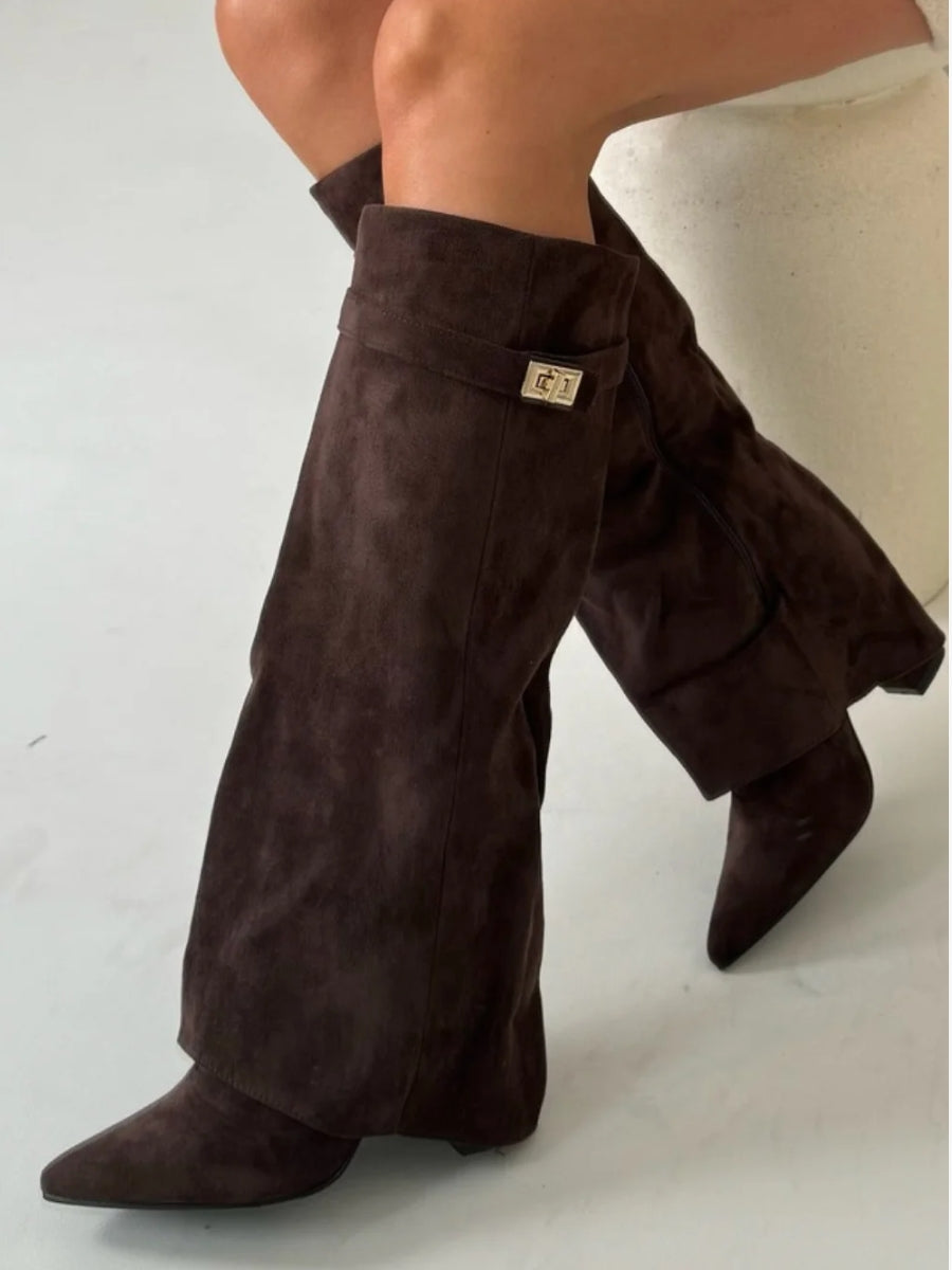 Milly | Women's Stylish Leather Thigh-High Boots with Buckle-Omni Prime Goods