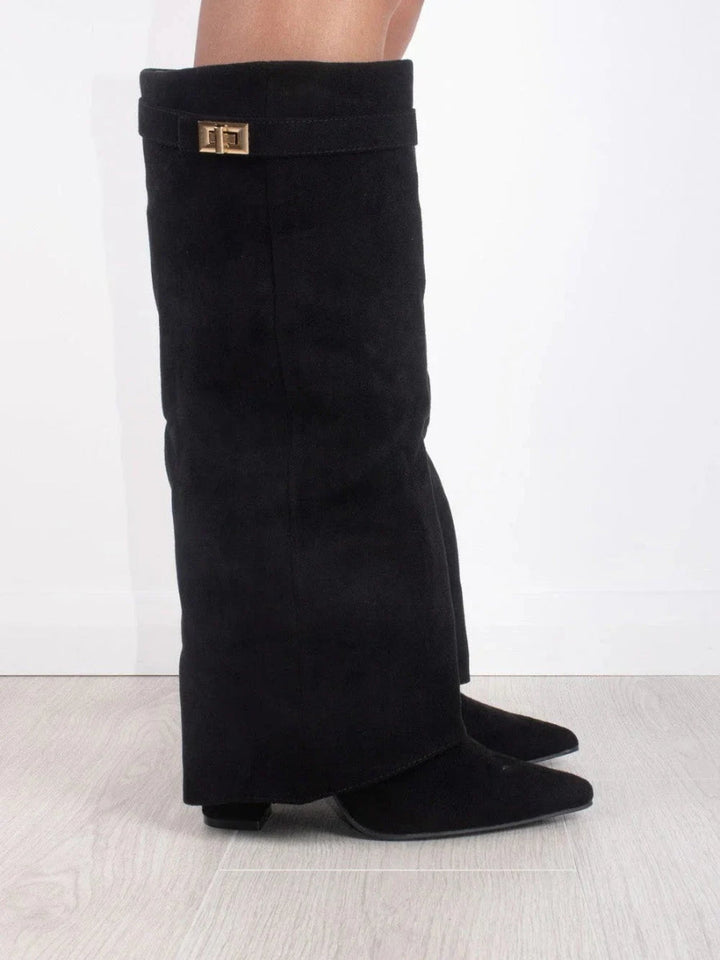 Milly | Women's Stylish Leather Thigh-High Boots with Buckle-Omni Prime Goods