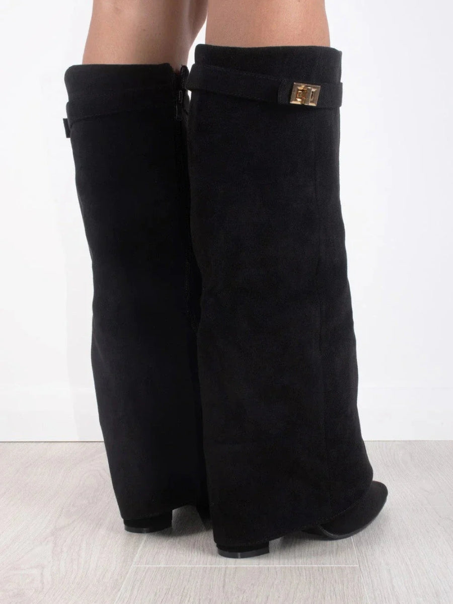 Milly | Women's Stylish Leather Thigh-High Boots with Buckle-Omni Prime Goods