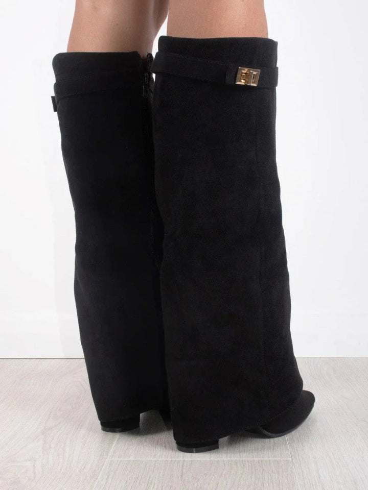 Milly | Women's Stylish Leather Thigh-High Boots with Buckle-Omni Prime Goods