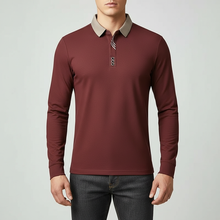 Men's Long-Sleeve Polo Shirt in Portofino Style